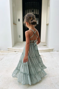 INDIE BLUE Dresses Vera Flow Dress (sage swiss dot)