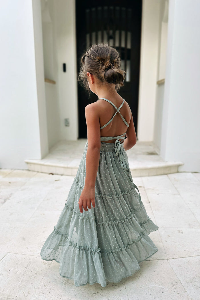 Vera Flow Dress (sage swiss dot)