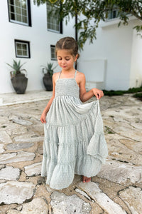 INDIE BLUE Dresses Vera Flow Dress (sage swiss dot)