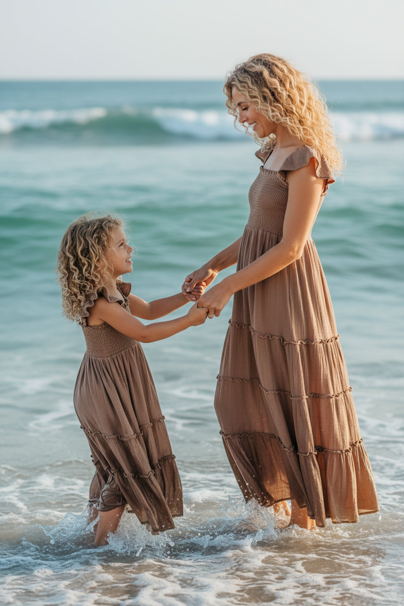 SS Girl's Dress Marabella Dress (mocha muslin)