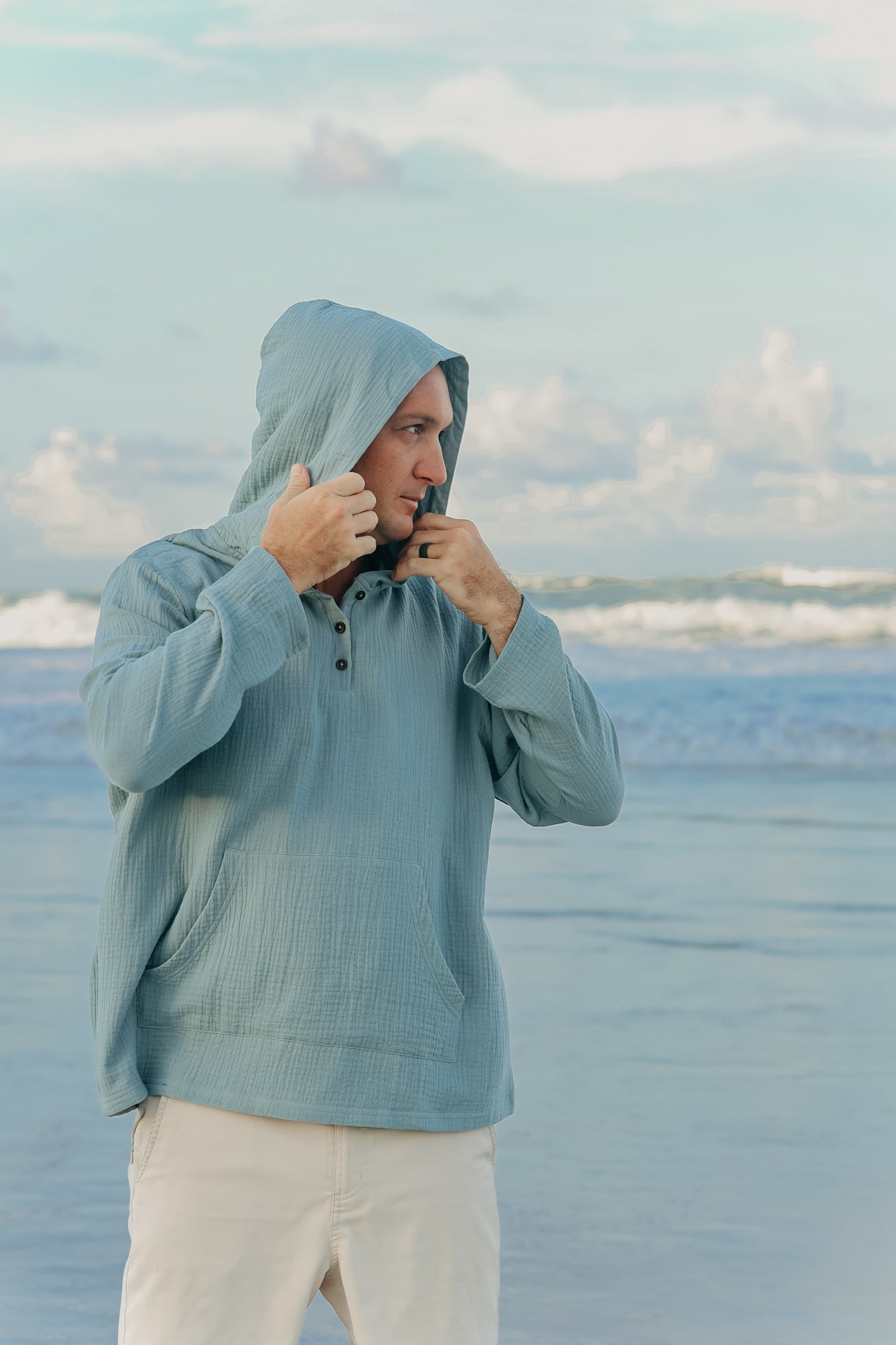 Men's Knox Hoodie (soft teal muslin) – INDIE BLUE