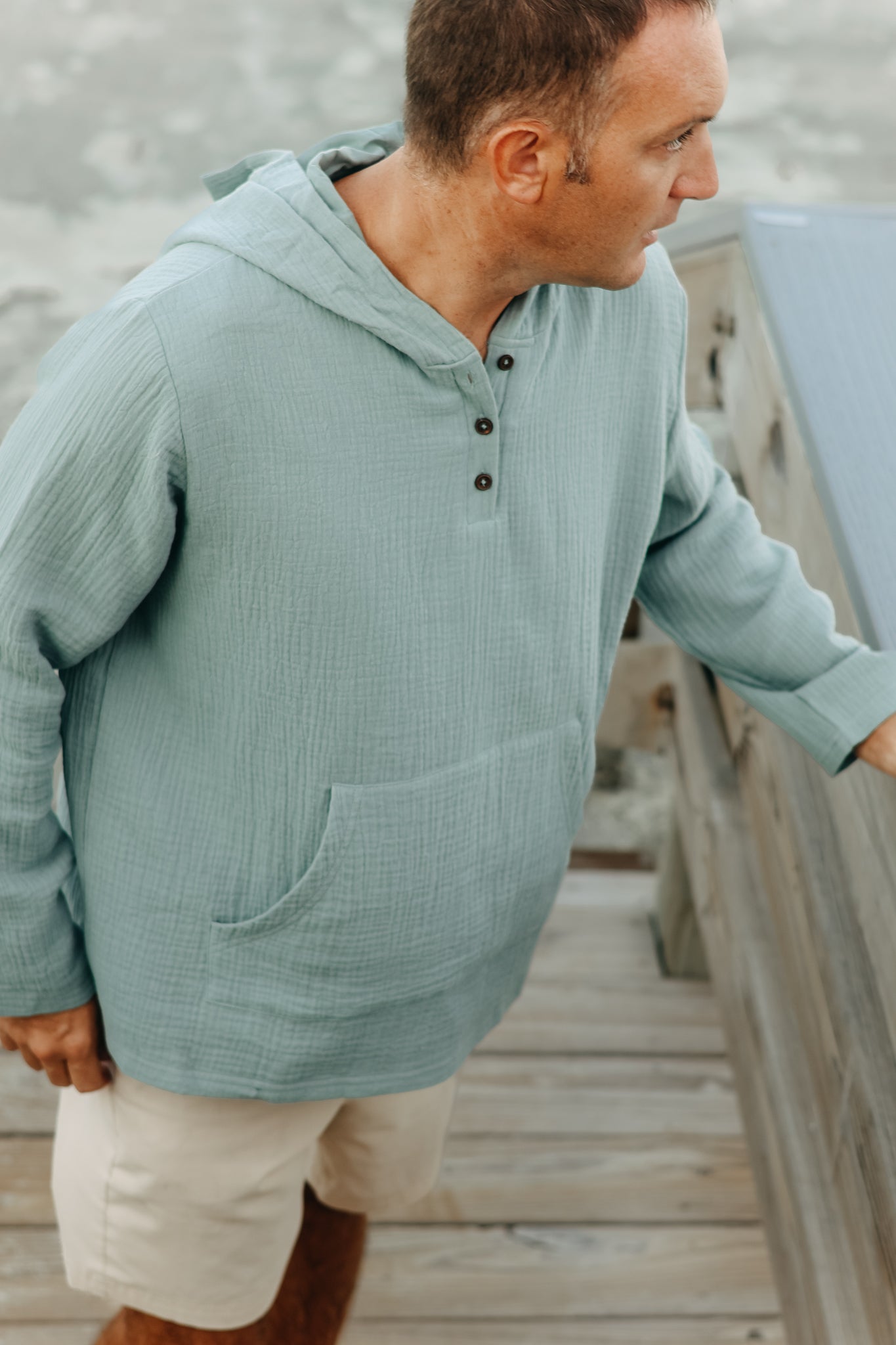 Men's Knox Hoodie (soft teal muslin) – INDIE BLUE