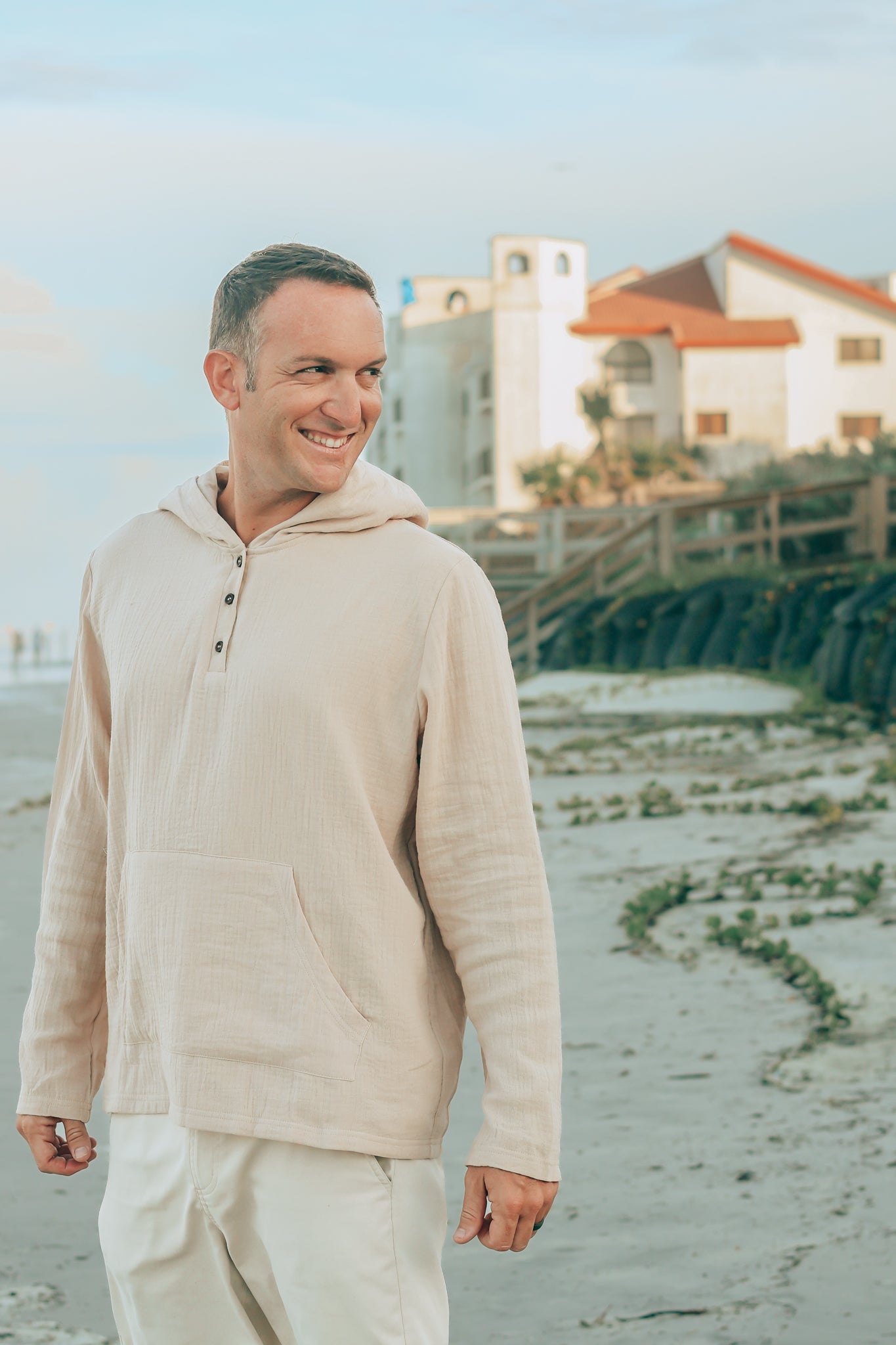 Men's Knox Hoodie (latte muslin) – INDIE BLUE