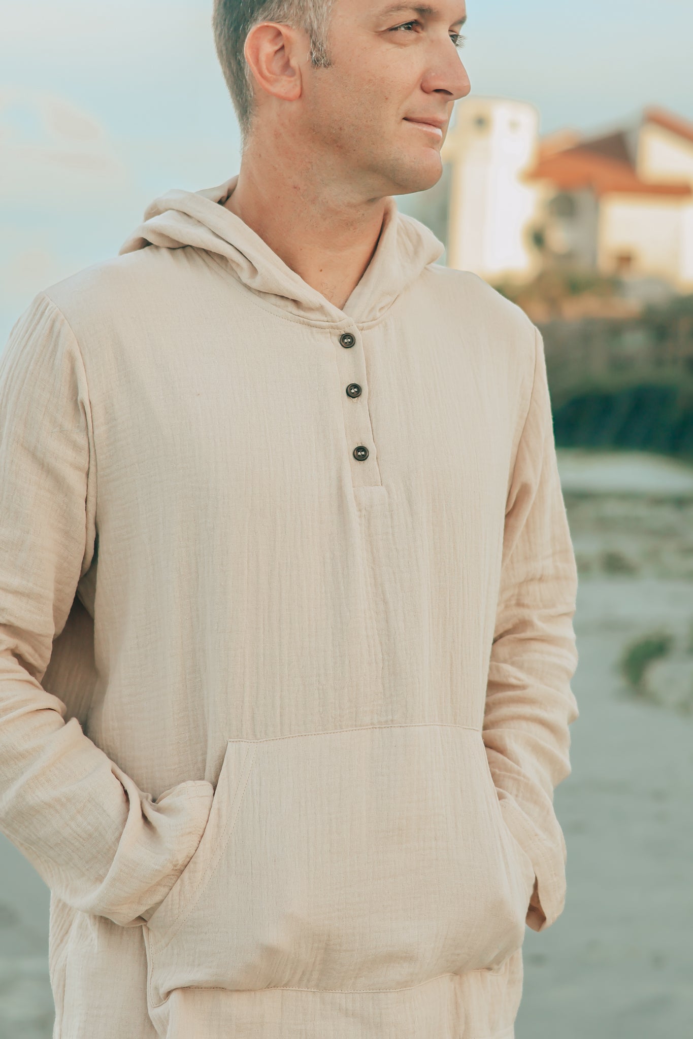 Men's Knox Hoodie (latte muslin) – INDIE BLUE