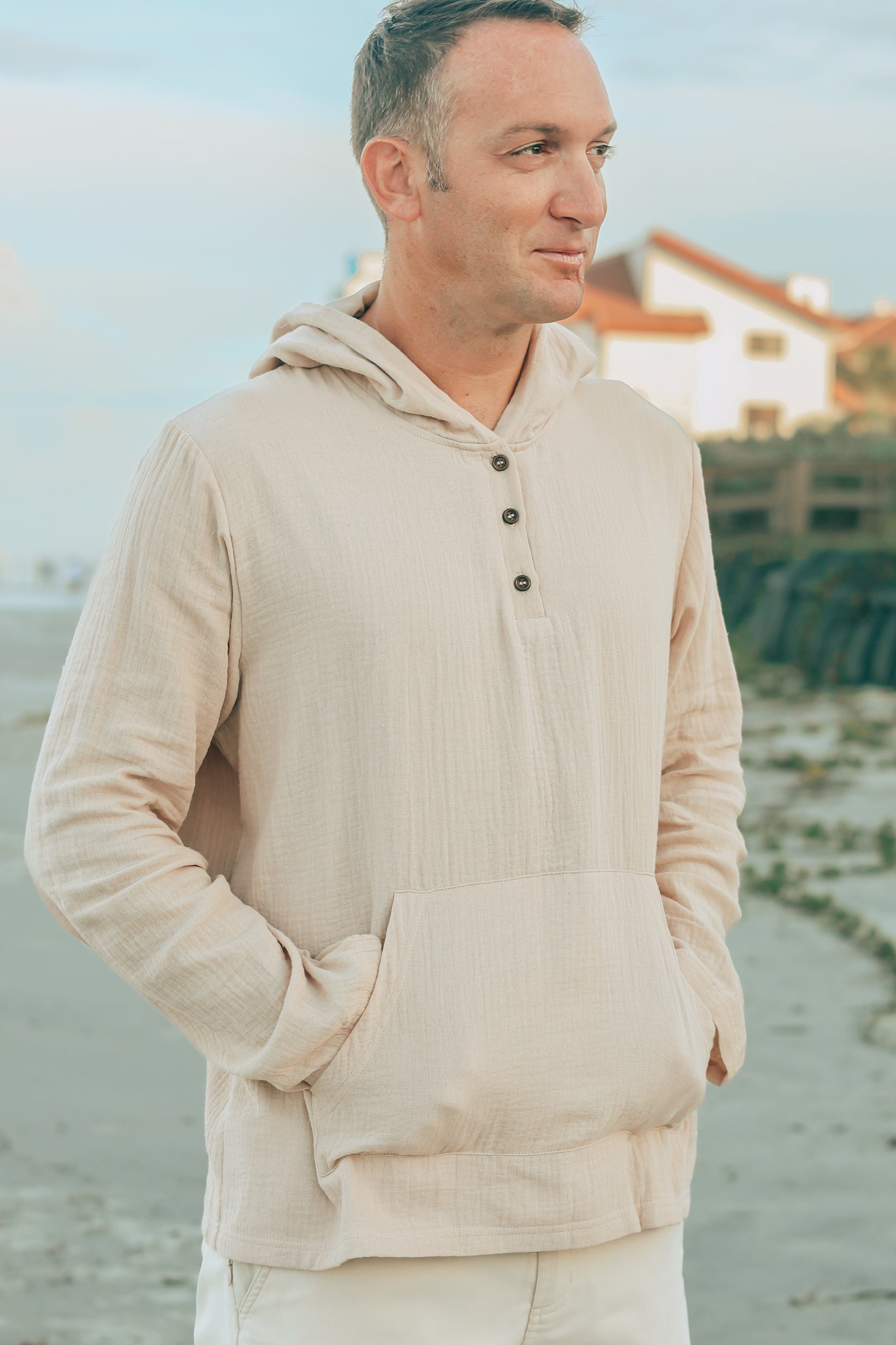 Men's Knox Hoodie (latte muslin) – INDIE BLUE