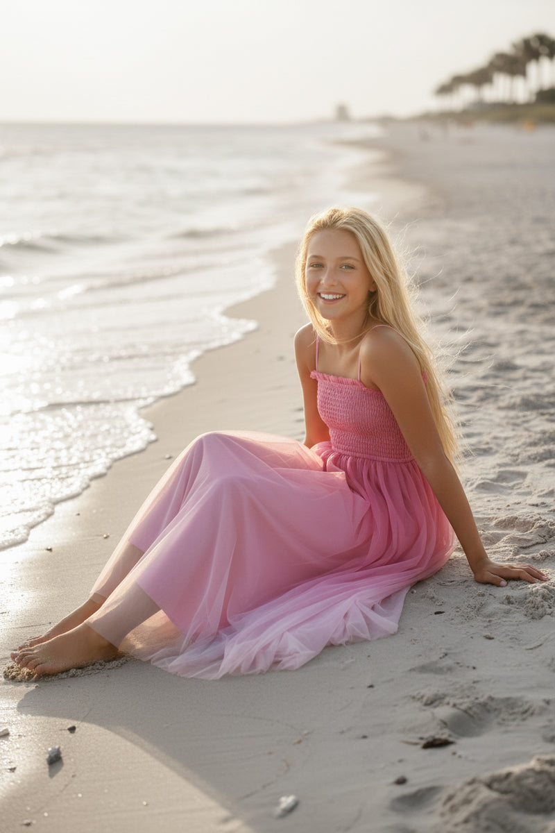 INDIE BLUE Dresses Isa Maxi (pink ombre tulle)