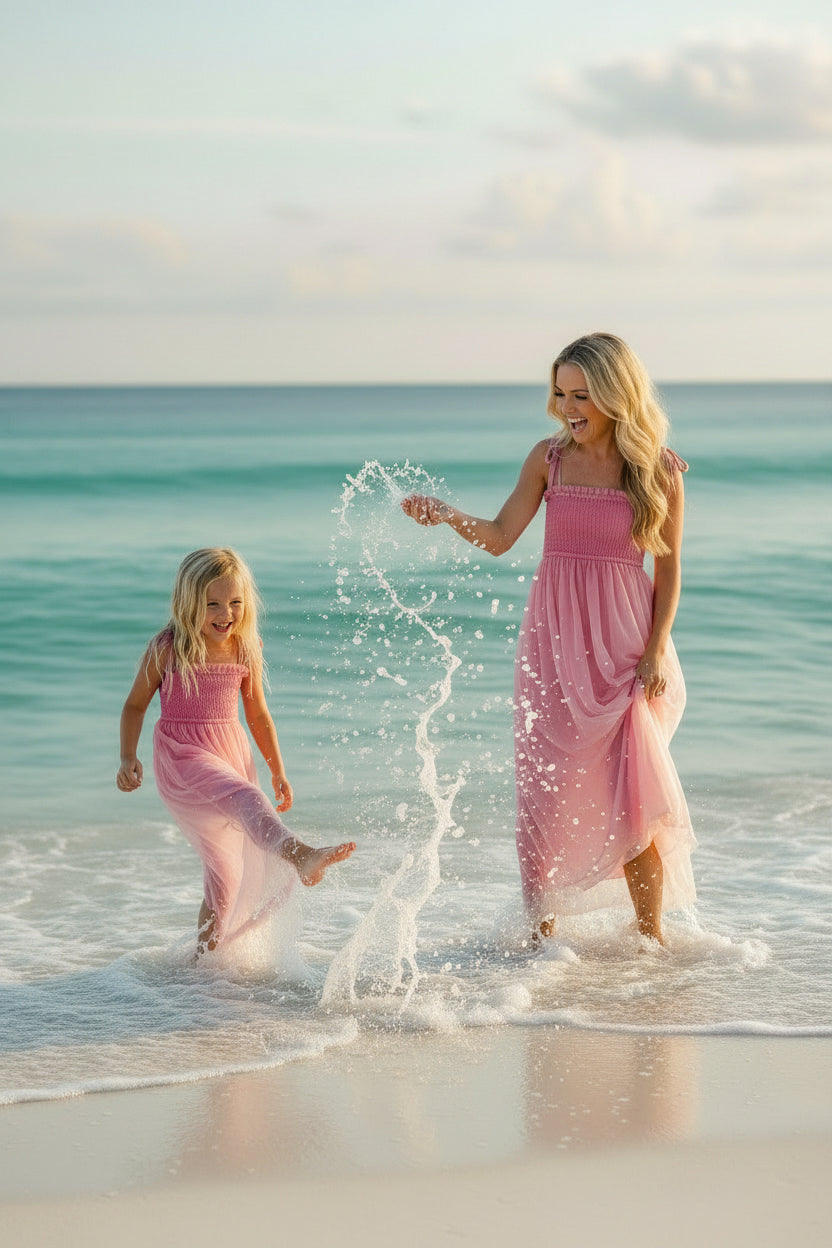 INDIE BLUE Dresses Isa Maxi (pink ombre tulle)