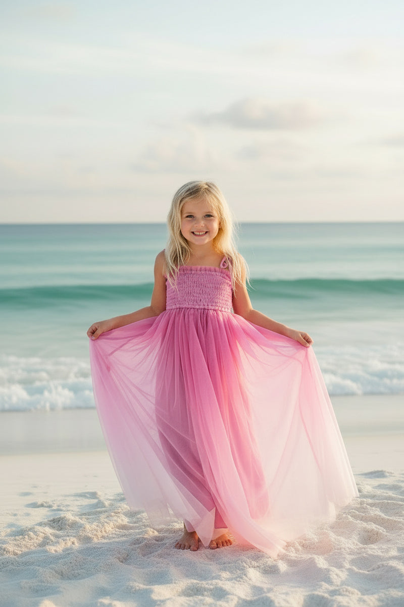 INDIE BLUE Dresses Isa Maxi (pink ombre tulle)