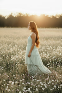 INDIE BLUE Women Women's Wendy Dress (sage swiss dot)