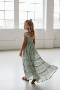 INDIE BLUE Dresses Marabella Dress (sage swiss dot)