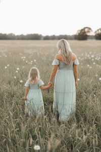 INDIE BLUE Dresses Marabella Dress (sage swiss dot)