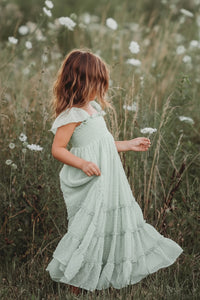 INDIE BLUE Dresses Marabella Dress (sage swiss dot)