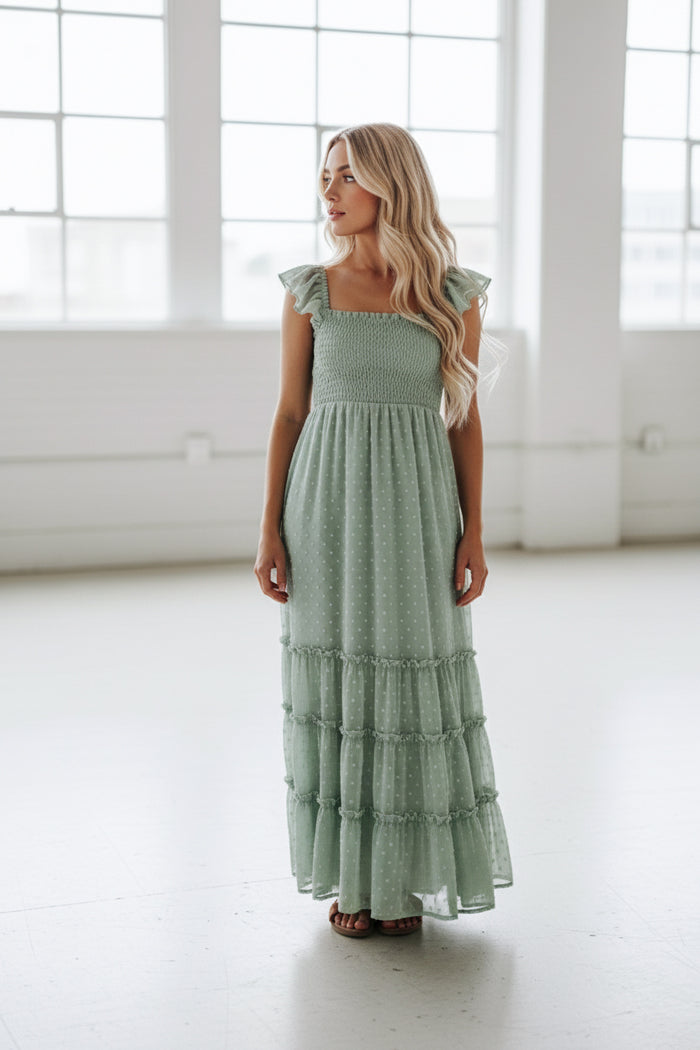 Women's Marabella Dress (sage swiss dot)