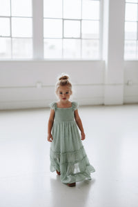 INDIE BLUE Dresses Marabella Dress (sage swiss dot)