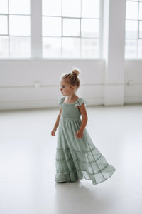 INDIE BLUE Dresses Marabella Dress (sage swiss dot)