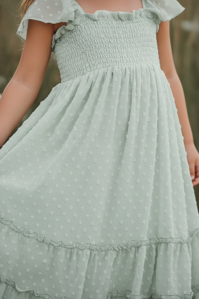 INDIE BLUE Dresses Marabella Dress (sage swiss dot)