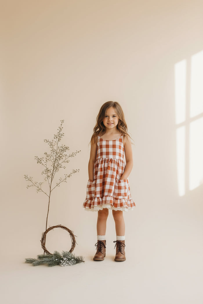 SS Girl's Dress Tilly Pocket Dress (spice checkered)