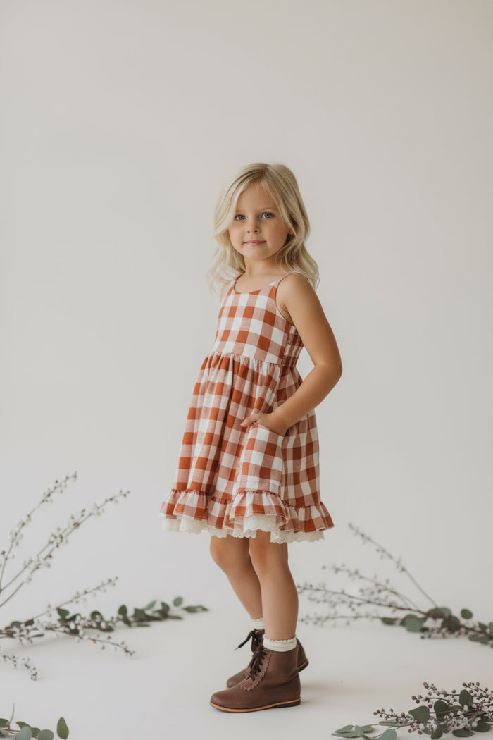 INDIE BLUE Dresses Tilly Pocket Dress (checkered spice)