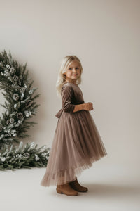 Gracie Dress (mocha velvet tulle)