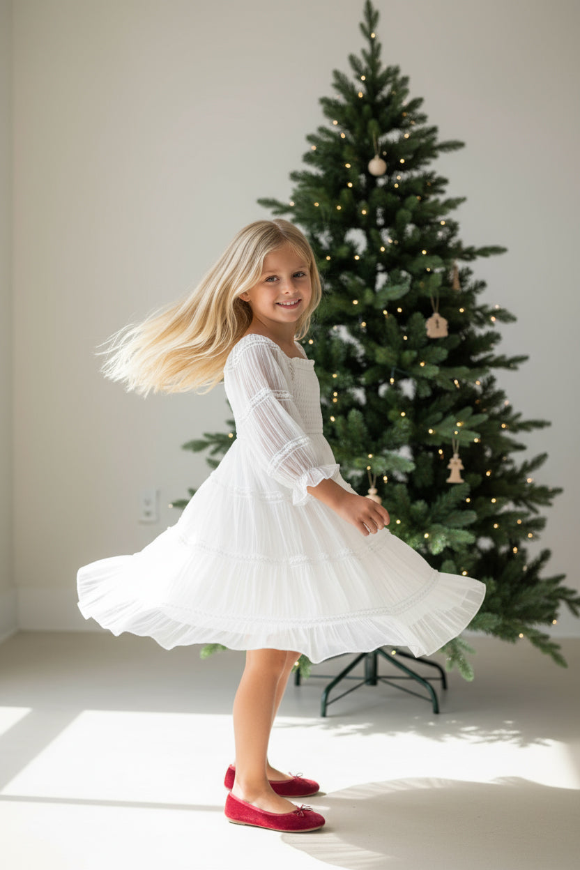 INDIE BLUE Dresses Karina Dress (white chiffon)