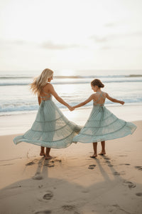 INDIE BLUE Women Women's Vera Flow Dress (sage swiss dot)