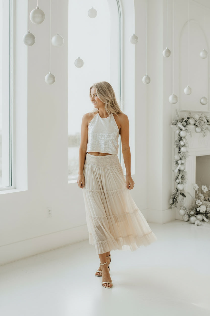 Women's Faye Halter (natural sequin)