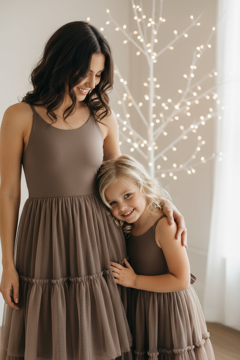 INDIE BLUE Women Women's Wendy Dress (mocha tulle)