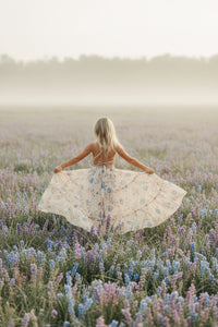 INDIE BLUE Dresses Wendy Dress (floral blue chiffon)