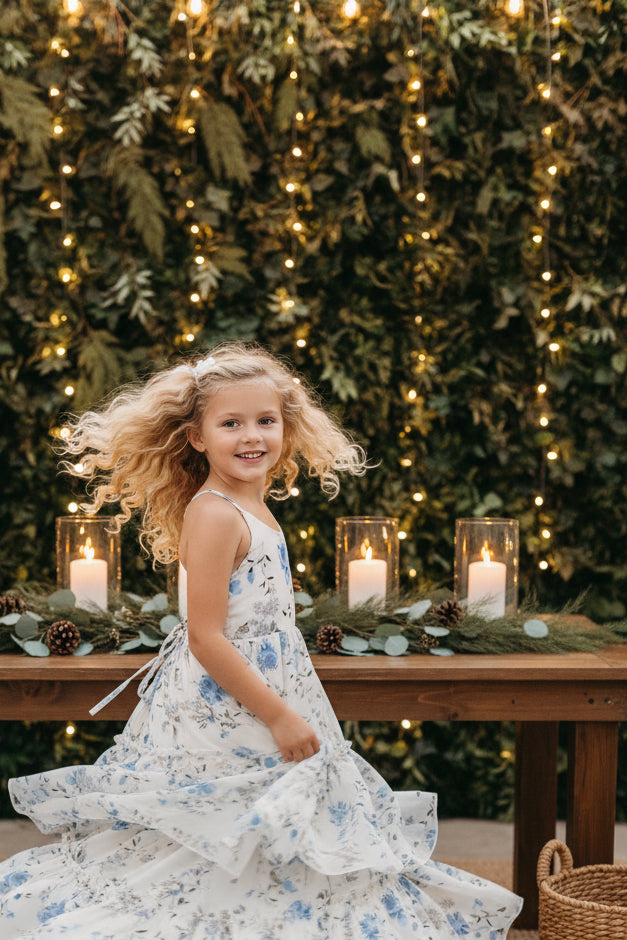 INDIE BLUE Dresses Wendy Dress (floral blue chiffon)