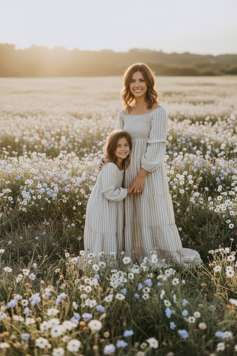 INDIE BLUE Women Women's Pippa Maxi (driftwood stripe linen)