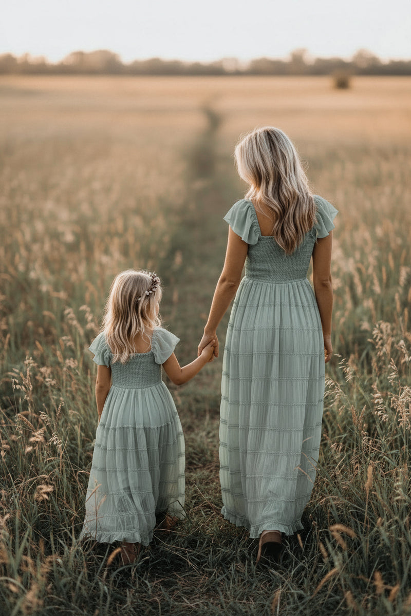 INDIE BLUE Dresses Marabella Dress (sage chiffon)