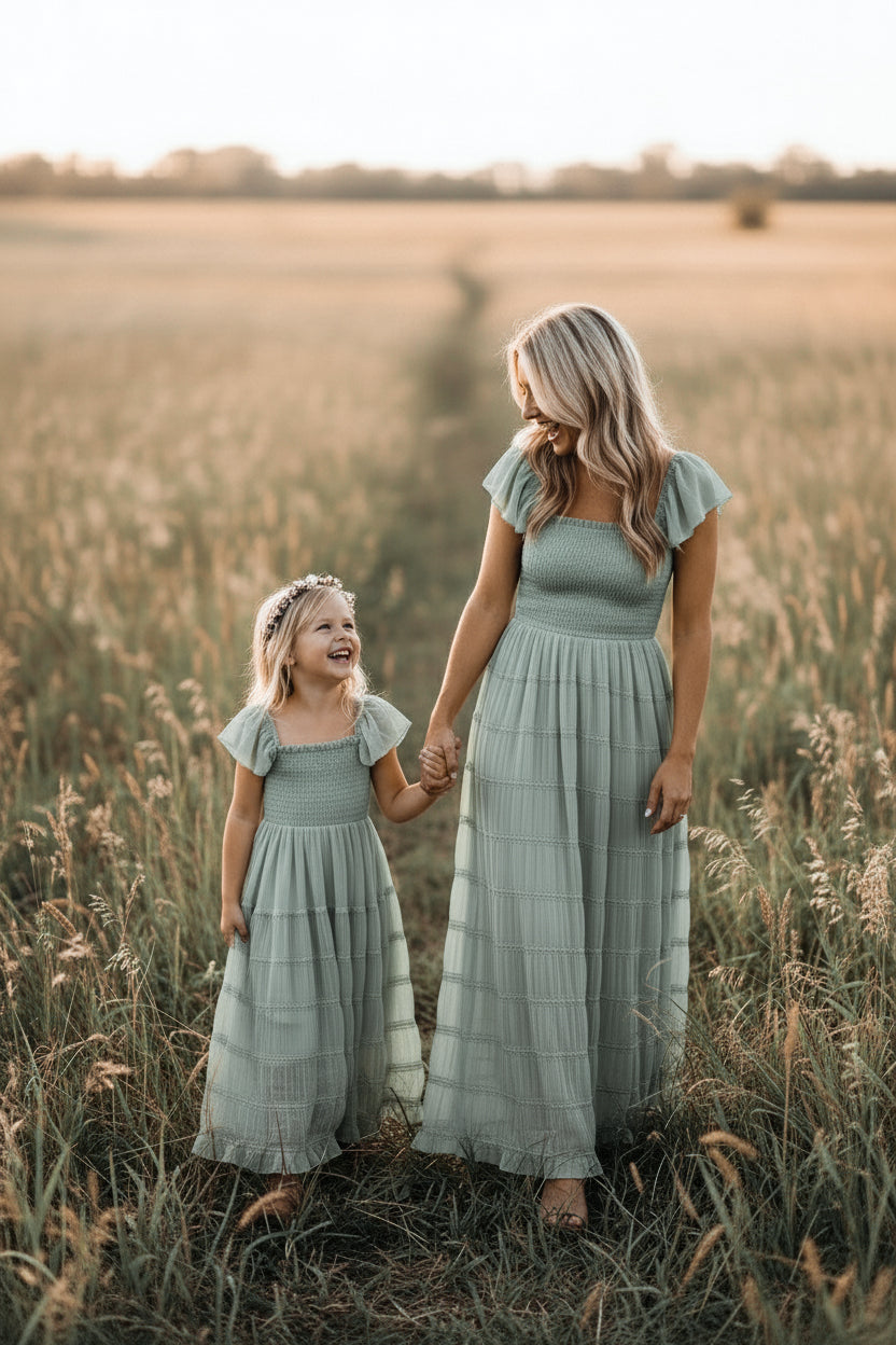 INDIE BLUE Dresses Marabella Dress (sage chiffon)