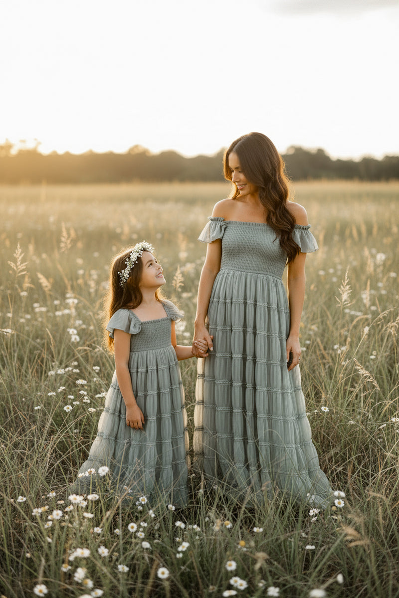 INDIE BLUE Dresses Marabella Dress (sage chiffon)