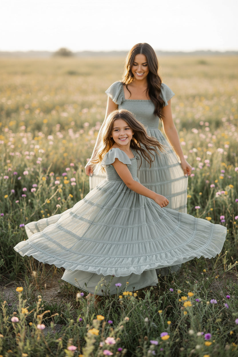 INDIE BLUE Dresses Marabella Dress (sage chiffon)