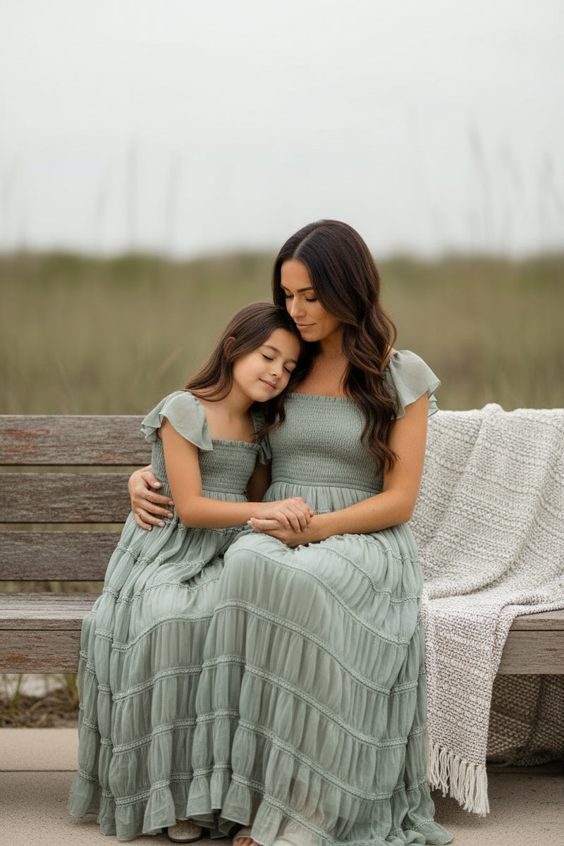 INDIE BLUE Dresses Marabella Dress (sage chiffon)