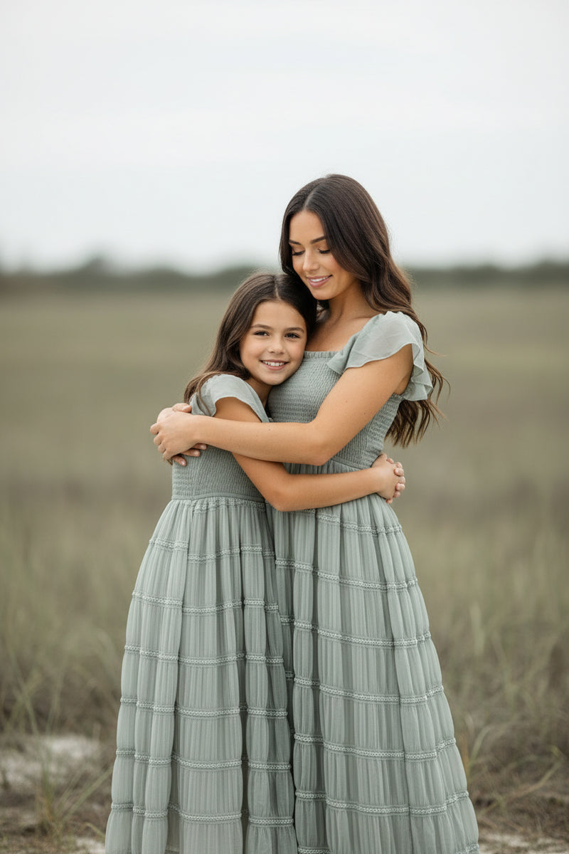 INDIE BLUE Dresses Marabella Dress (sage chiffon)