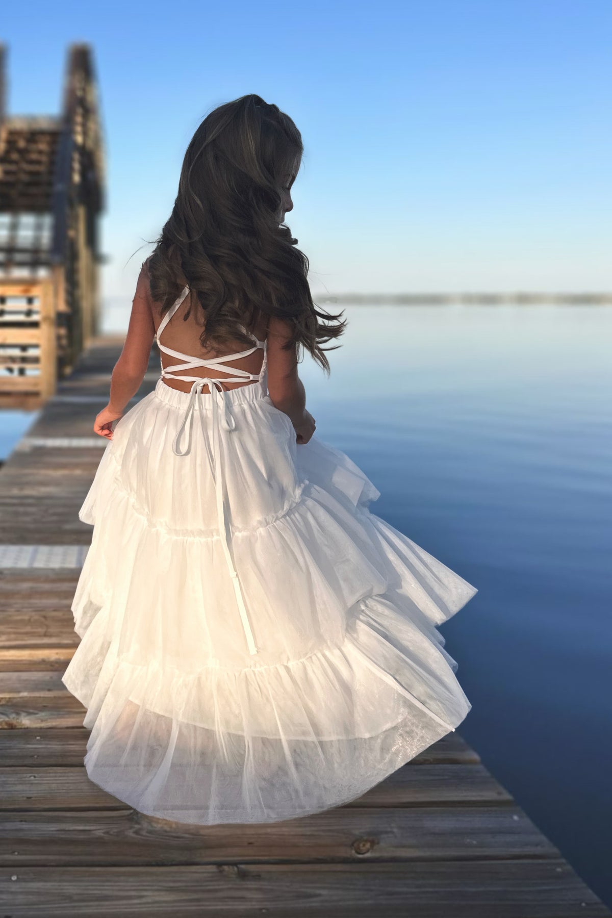 INDIE BLUE Dresses Wendy Embroidered Dress (white tulle)