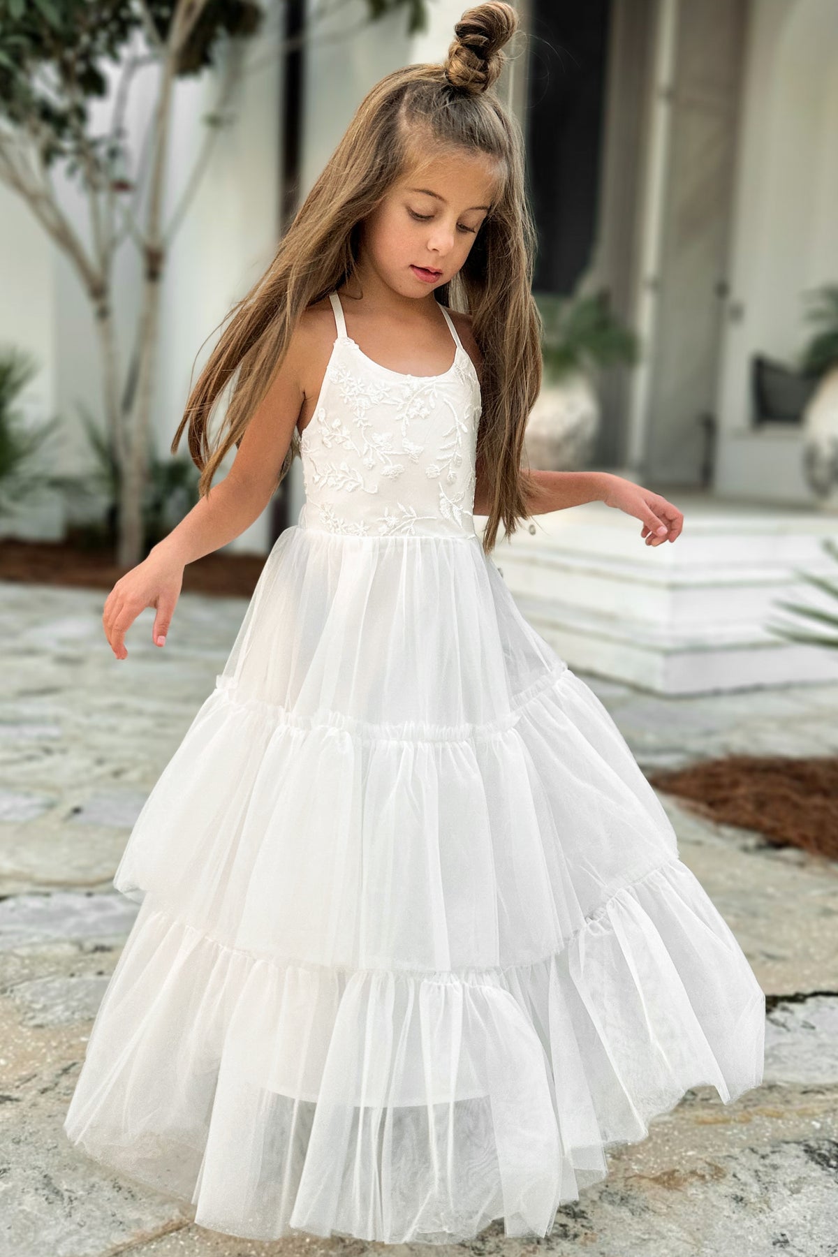 Wendy Embroidered Dress (white tulle)