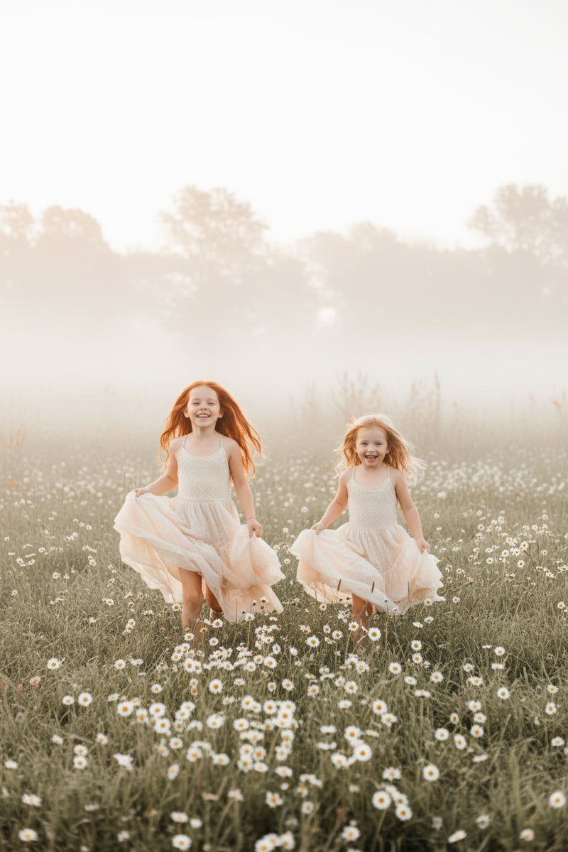 INDIE BLUE Dresses Wendy Dress (natural swiss dot)