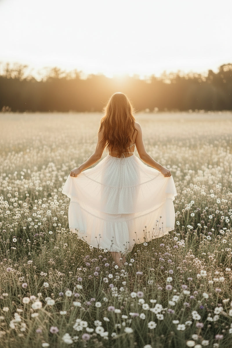 INDIE BLUE Women Women's Wendy Dress (natural swiss dot)