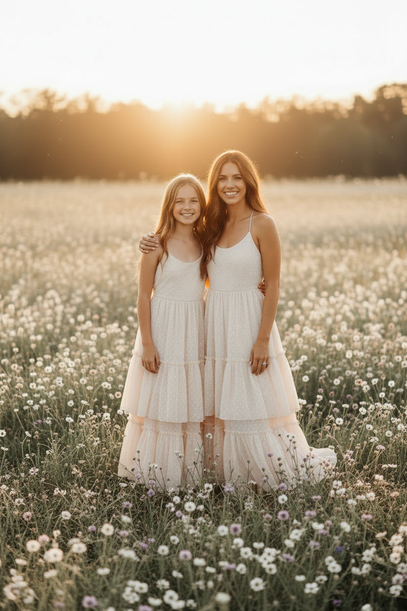 INDIE BLUE Dresses Wendy Dress (natural swiss dot)