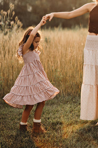 INDIE BLUE Dresses Pia Dress (brown gingham)