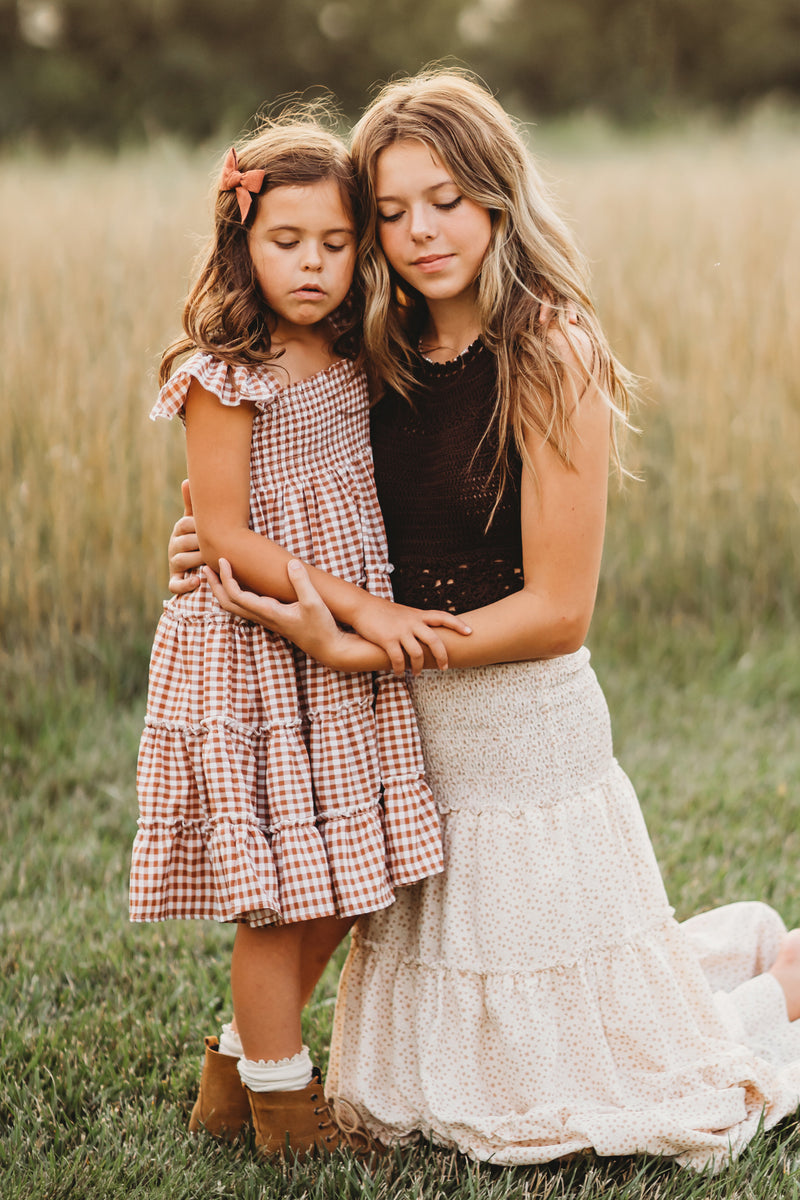 INDIE BLUE Dresses Pia Dress (brown gingham)