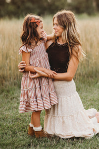 INDIE BLUE Dresses Pia Dress (brown gingham)