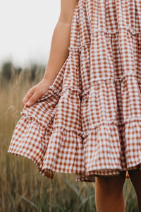 INDIE BLUE Dresses Pia Dress (brown gingham)