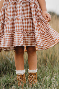 INDIE BLUE Dresses Pia Dress (brown gingham)
