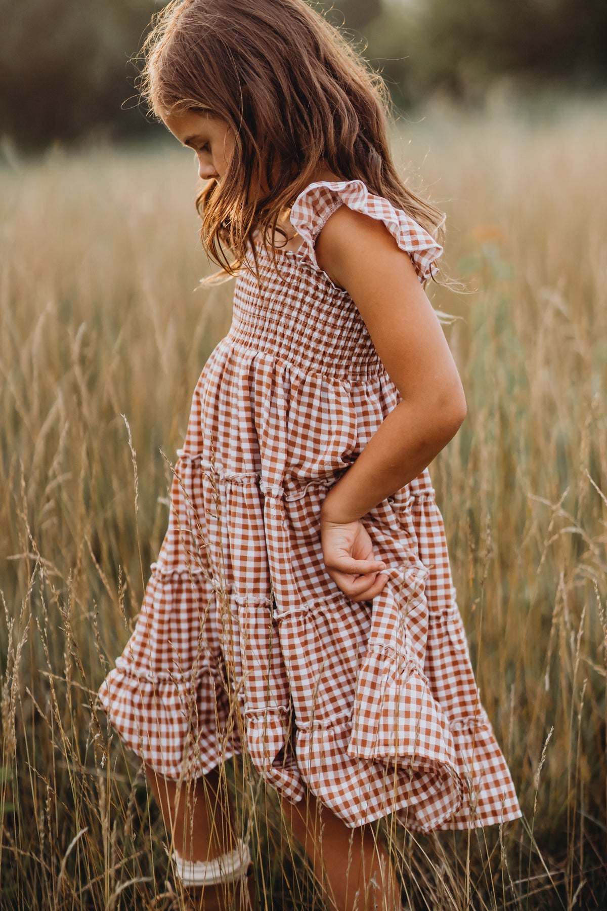INDIE BLUE Dresses Pia Dress (brown gingham)