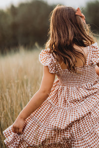 INDIE BLUE Dresses Pia Dress (brown gingham)