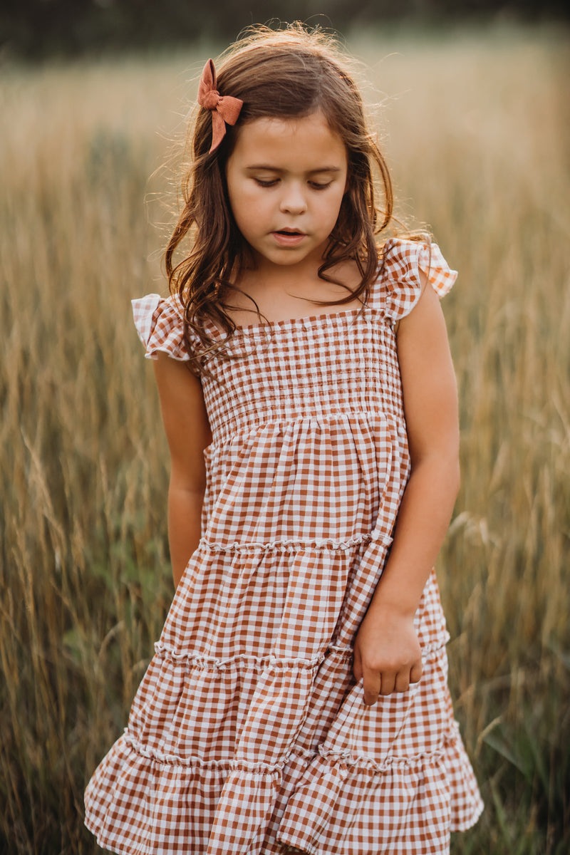 INDIE BLUE Dresses Pia Dress (brown gingham)
