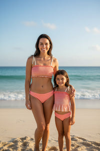 LB Swimwear Women’s Smocked Tankini Set (sunrise ombre)